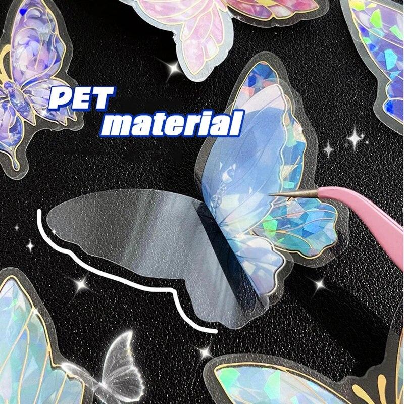 3D Laser Butterfly Stickers Decorated Gold Stamping with Various Shapes for Gifts Can Self Adhesive for Freely