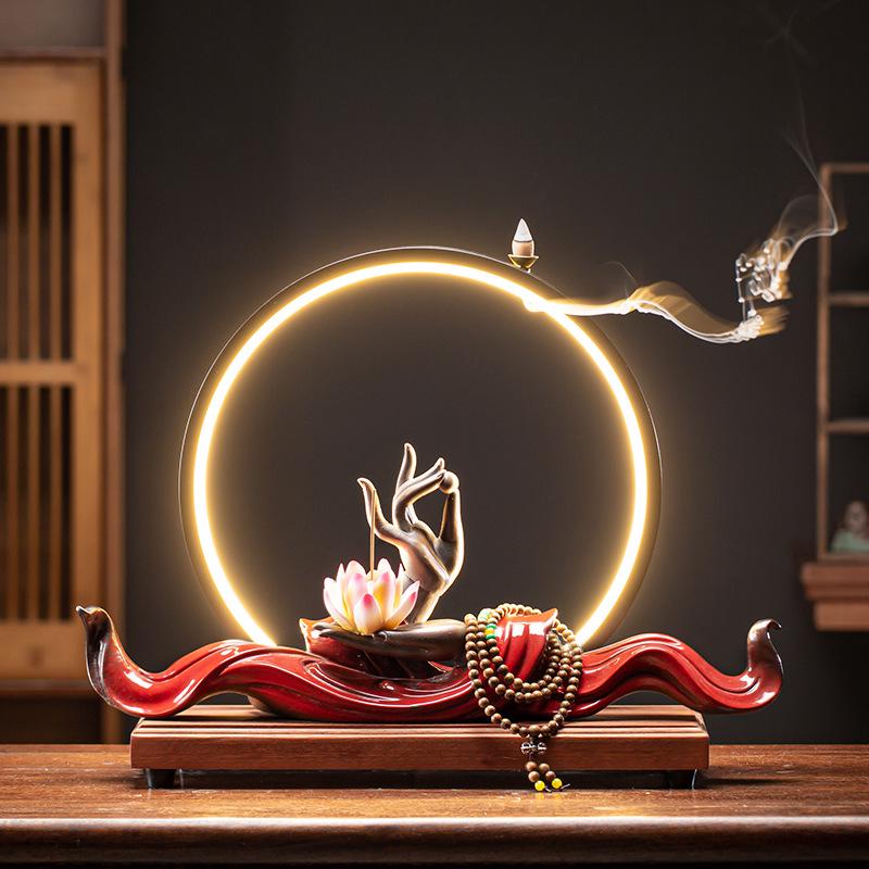 

Дзен Лотос Рука Будды Керамическая лампа: Декоративная фигурка для офиса, гостиной или шкафа