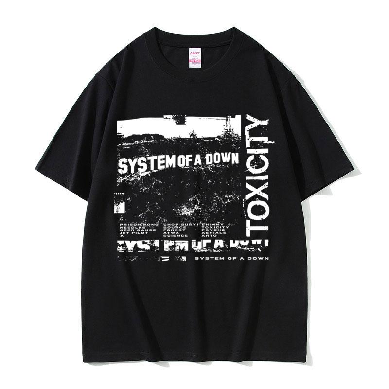 System of A Down Toxicity Album Graphic T Shirt Men Gothic Rock Oversized Streetwear Mens 90s Alternative Metal Tshirts S