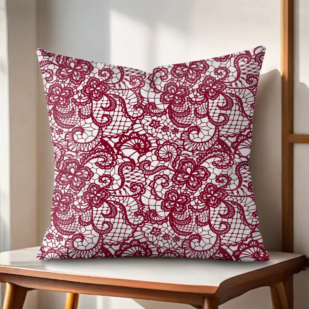 Lace Flower Cushion Cover Natural Linen Organic Fabric DoubleSided Printing Couch Pillow Covers Home Decor