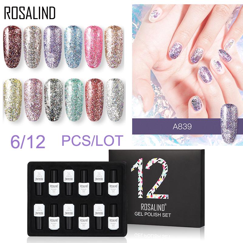 6/12PCS/LOT ROSALIND Ногти Гель Установить 7мл Все для маникюра ногтей Блеск Гель Лак еuv светодиодные лампы ногтей Набор – купить по низким ценам в интернет-магазине Joom