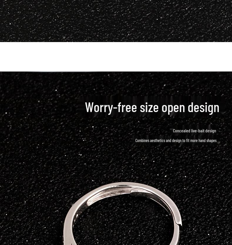 S925 Sterling Silver Moissanite Six-Prong Square Bezel Women's Open Design Ring