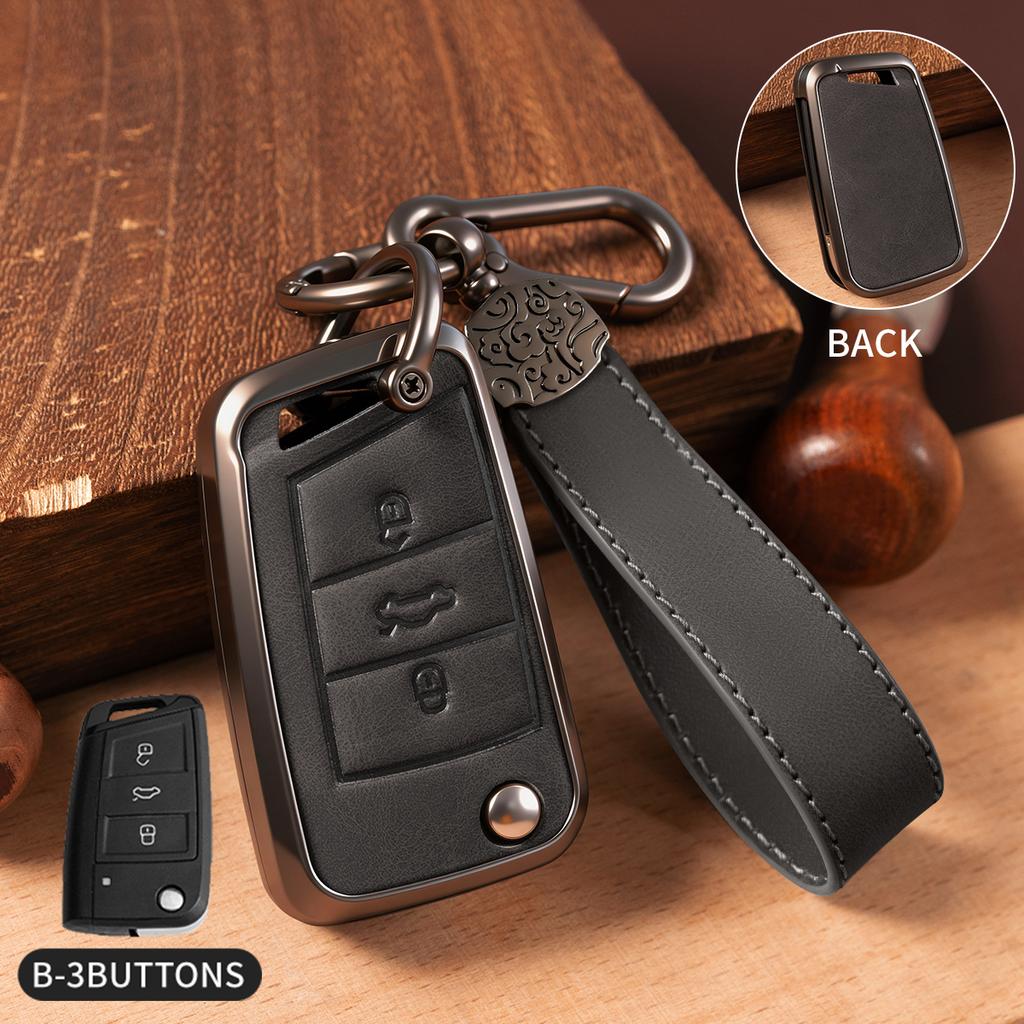 Car Zinc Alloy Flip Key Case Cover Holder For Volkswagen VW Golf 7 For Skoda A5 Fabia A7 Kodiaq Karoq Key Chain