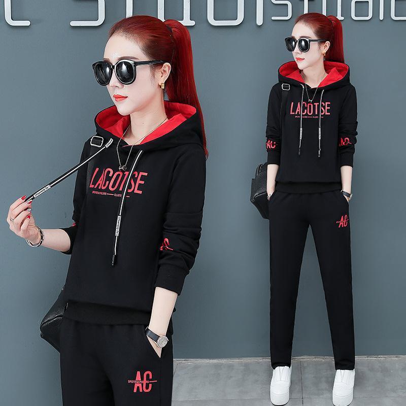 Set Sport Casual Primăvară și Toamnă Set Două Piese Hanorac cu Glugă Mărime Mare Femei