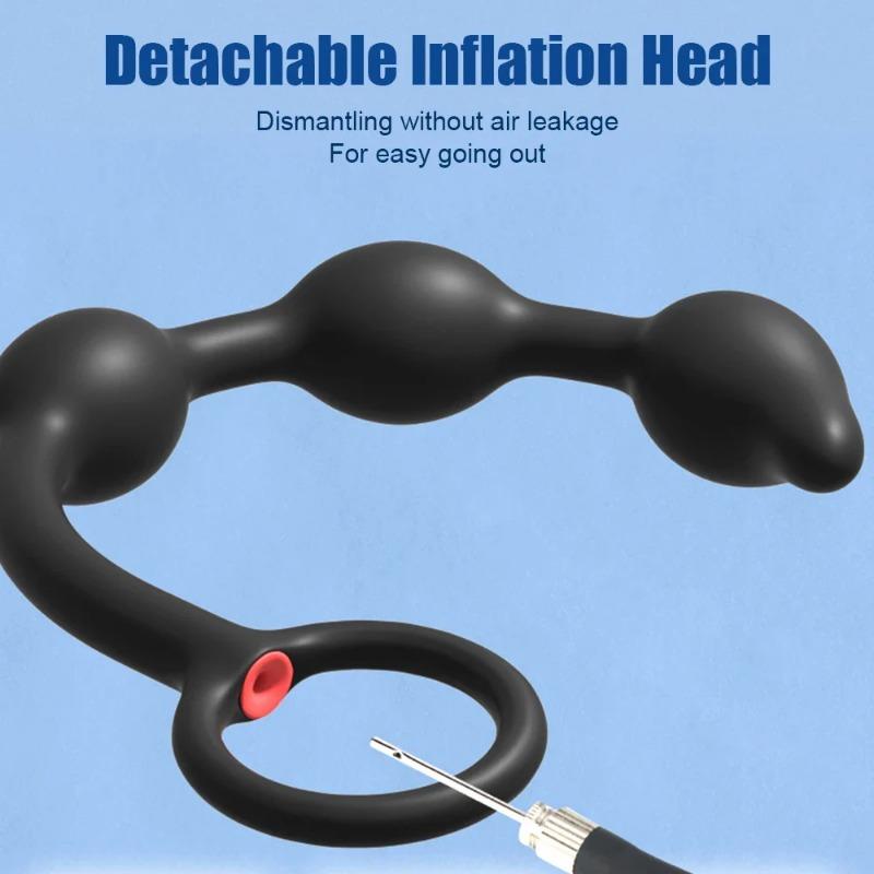 Inflatable 3 Balls Beads Anal Butt Plug Expander