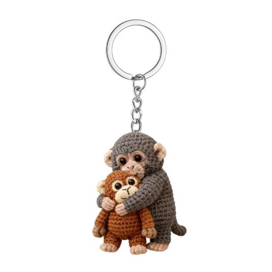 1/2Pcs Keychain Pendant 3D Monkey Hugging Monkey Key Chain Backpack Desk Decoration Portable Bag Charm Accessory