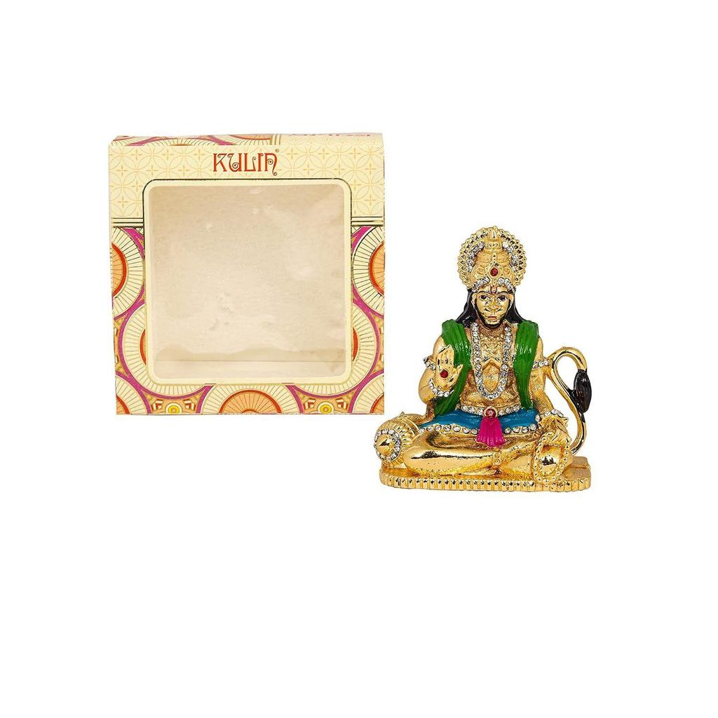 Lord Hanuman Ji Sitting Idol Statue | Spiritual Showpiece Figurine Sculpture House Warming Gift, Home Décor, Office, Car Dashboard (Metal)