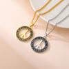 My Shape Round Peace Sign Symbol Pendant Necklace Stainless Steel Charm Choker Wax Cord Link Chain for Women Men Jewelry Gifts
