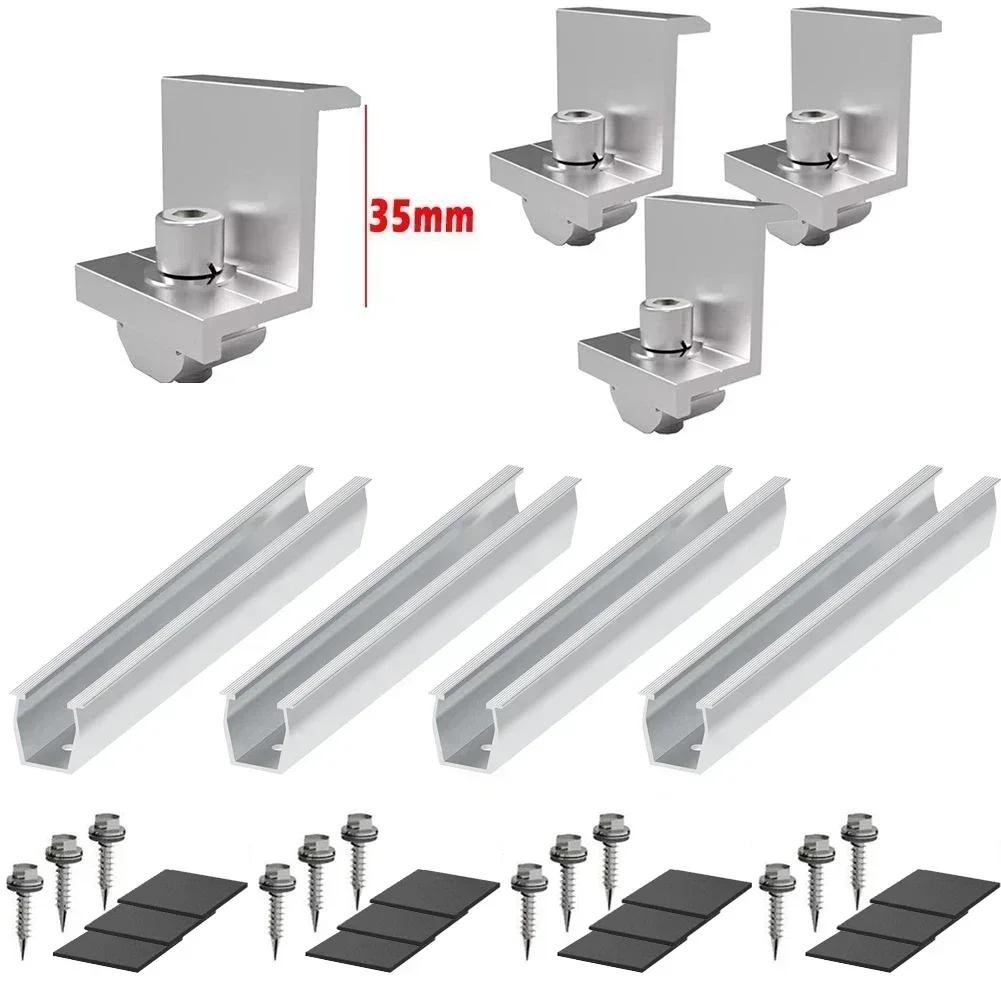 2/4 Set 30/35mm Staffa in Alluminio per Moduli Pannelli Solari Binario trapezoidale Per Staffa di Montaggio Fotovoltaico Solare PV