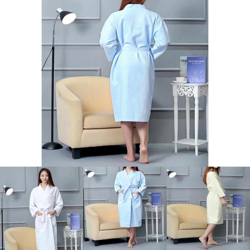 Hotel Cotton Waffle Weave Bathrobe With Embroidered Logo For Spa And Hospitality Use