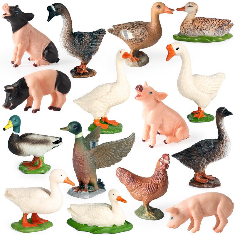 Farm Animal Simulation Toy Set: Chicken, Duck, Goose, Boar, Horse, Cow - Educational Gift for Children, Cognitive Ornament
