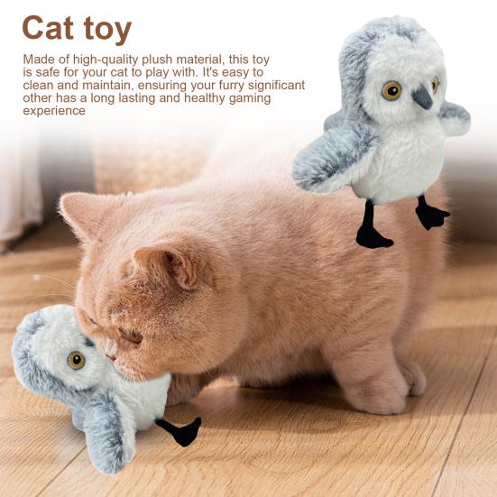 Interaktivní automatická pískací hračka pro kočky Cvrlikající pták pro kočky v bytě Plyšová