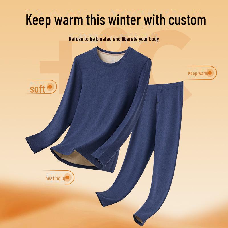 7A Antibacterial Men's Plush Cashmere Silk Thermal Underwear Suit - Autumn Collection