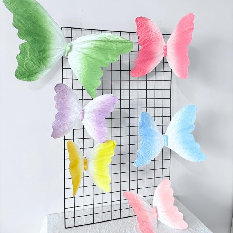 Handmade Crinkle Paper Butterfly Decorations For Storefront Visual Merchandising Event And Photo Backdrops