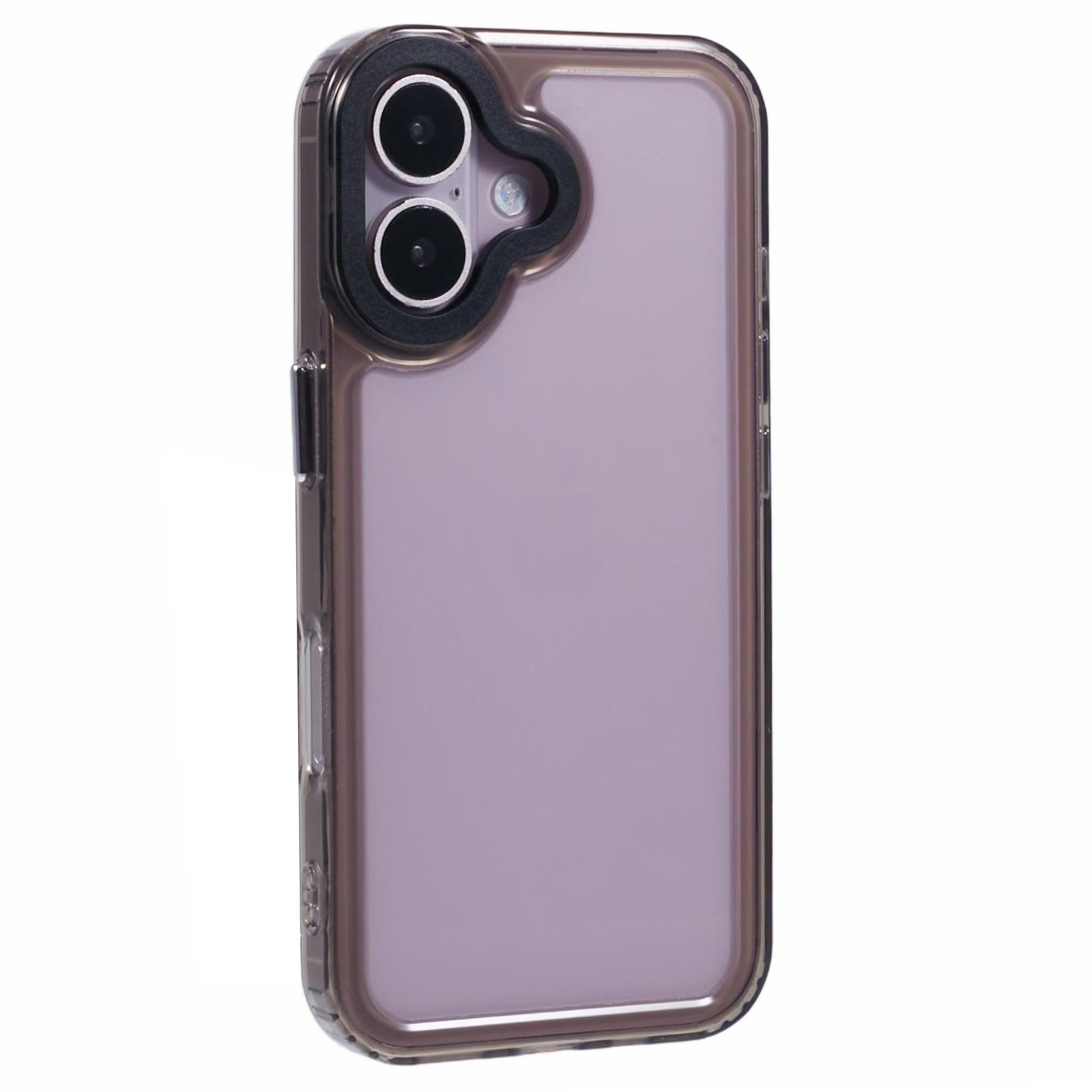 

For iPhone 16 Plus Clear Phone Case PC+TPU Hybrid Back Cover Transparent Black