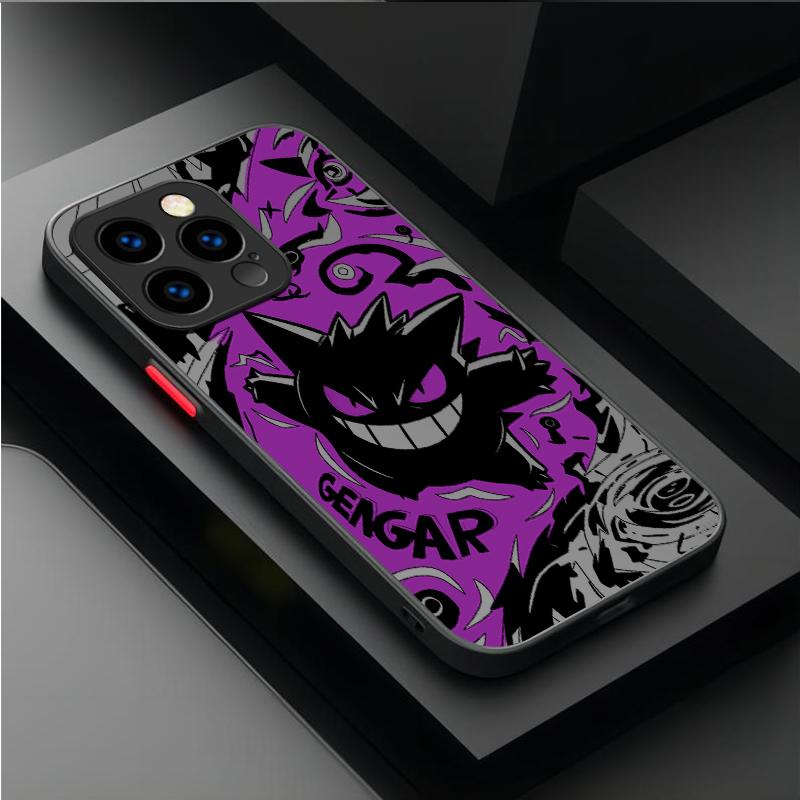 P-Pokemon Gengar Graffiti Case For iPhone 17 Air 15 16E 16 14 13 12 11 Pro Max XR 7 8 Plus SE 2020 Shockproof Matte Hard Cover