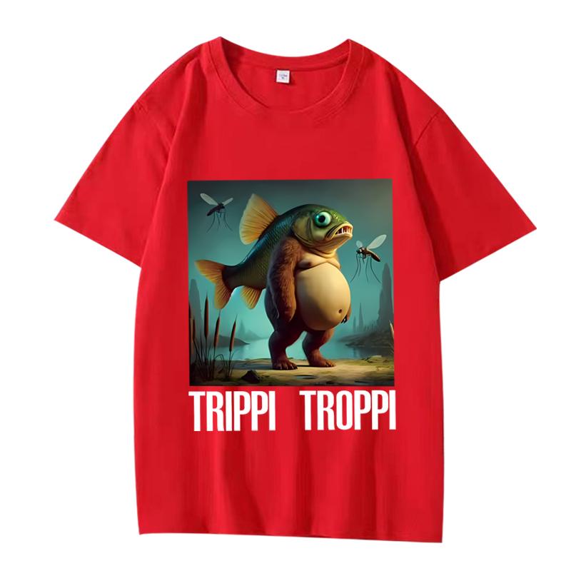 Trippi Troppi  Funny Italian Brainrot Animals Meme Graphic T Shirt Men Women Oversized 100% Cotton Summer Unisex Plus Sizetops