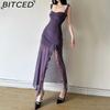 BITCED Spring/Summer Women's Collection: Sensual Strappy Halter Neck Split-Hem Fitted Maxi Dress