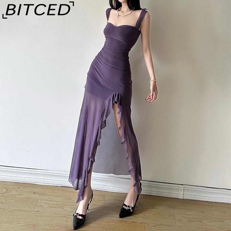 BITCED Spring/Summer Women's Collection: Sensual Strappy Halter Neck Split-Hem Fitted Maxi Dress