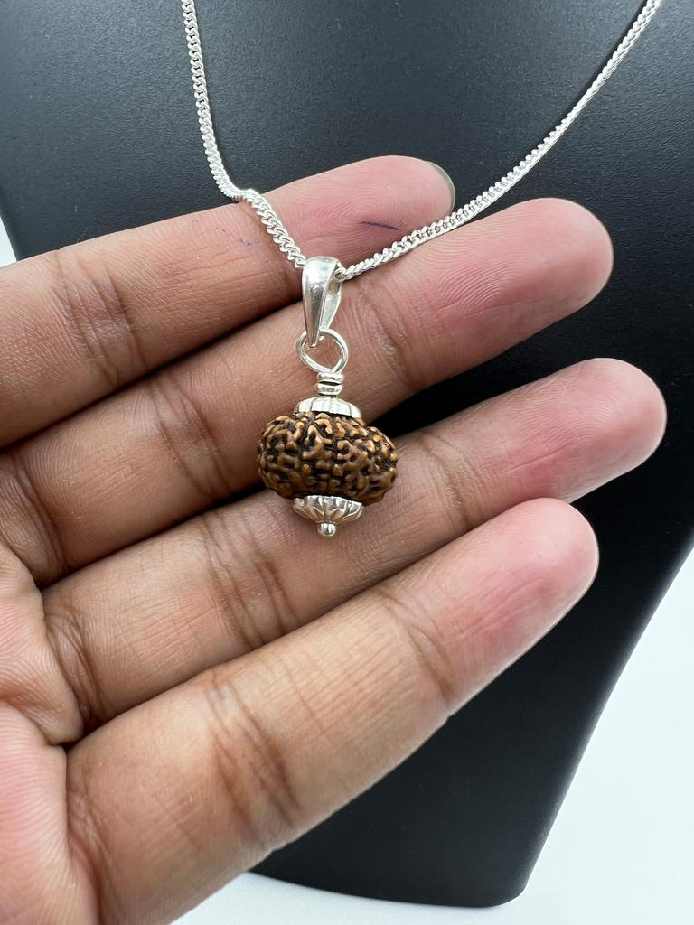 10 Mukhi Indonesia Rudraksha Pendant|925 Silver|Certified Jewelry|Ten Face Rudraksha Necklace|Healing Pendant|Genuine Rudraksha Bead