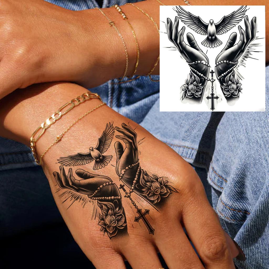 1 Sheet Graffiti Anchor Compass Temporary Tattoos For Adults Hands Necks Ankle, Fake Tattoo Stickers Waterproof Realistic Tatoos