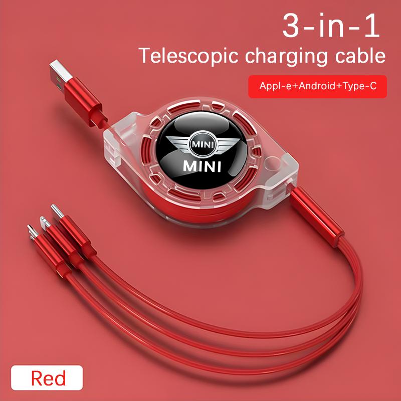

3 In 1 Charging Cable Telescopic Multi Interface Charger For MINI Cooper JCW Countryman Clubman Cabrio Paceman Coupe Roadster