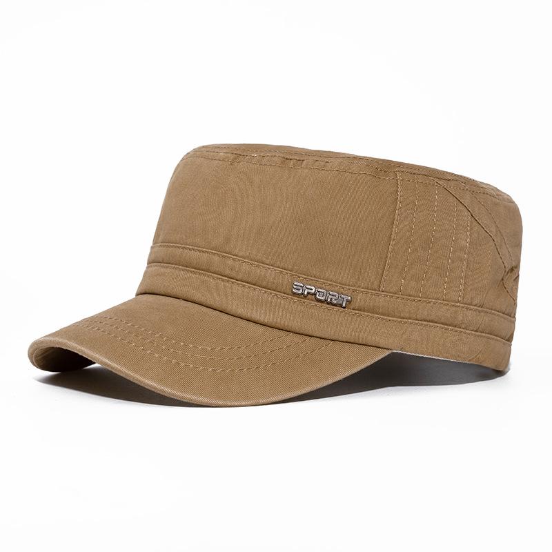 Flat Top Hat Men's Sun Hat British Vintage Cap Captain Cap Visors Hat Training Cadet Caps