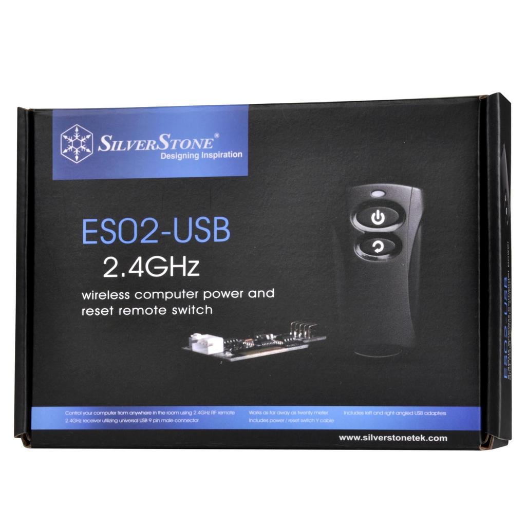 SilverStone Kabelloser Fernschalter, interner USB-Header-Anschluss, Produkt eines autorisierten japanischen Distributors, 2,4 GHz, POWER/Reset, 9-polig, SST-ES02-USB