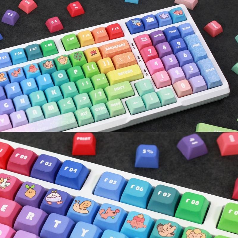 133 Tasti Arcobaleno Keycaps Profilo DA Spessore 9,5 mm Keycap in PBT Per Layout 61/87/104/108 Tastiere Meccaniche Keycaps