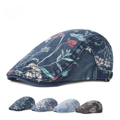 Flower Cloth Duck Tongue Cap Chinese Style Retro Forward Cap Ms. Beret Travel Sunshade Female Hat