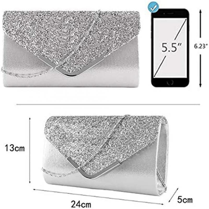 Ladies clutch glitter elegant evening bag shiny handbag