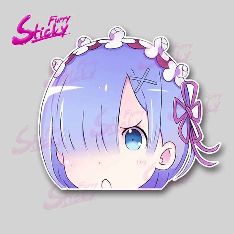 Rem Ram Peeking Anime Sticker Car Accessories Vinyl Car Stickers - Waterproof Decals For Cars Trucks Suvs Window Bumper Laptop