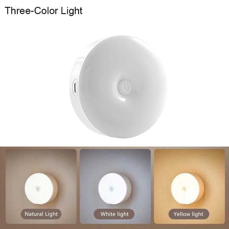 Mini Led Key-Operated Night Lights Usb Rechargeable Kitchen Bedroom Magnetic Base Wall Light Round Portable Night Lamp