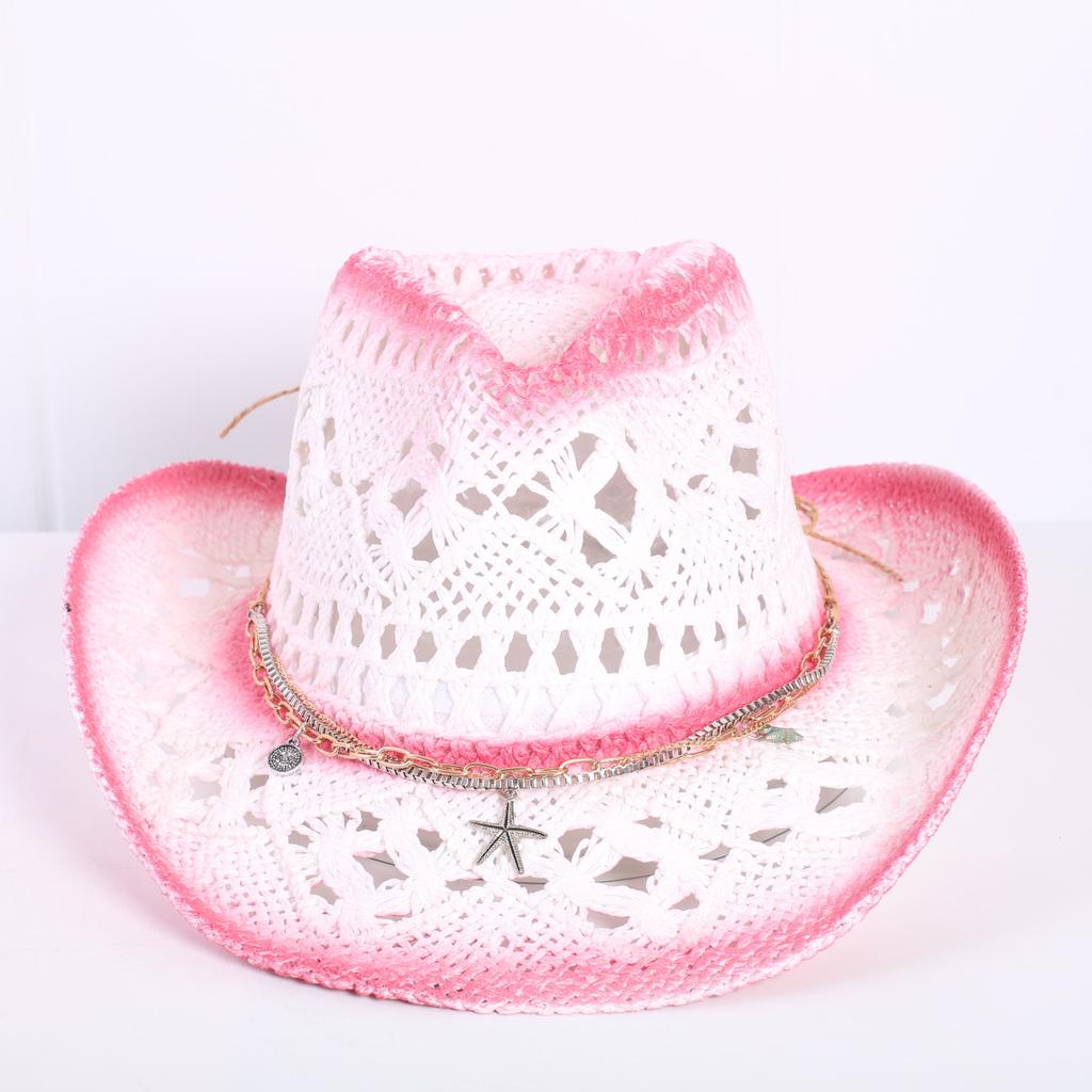 Popular European and American Classic Hollow Western Cowboy Hat Men's and Women's Fashion Vacation Breathable Sunshade Straw Hat