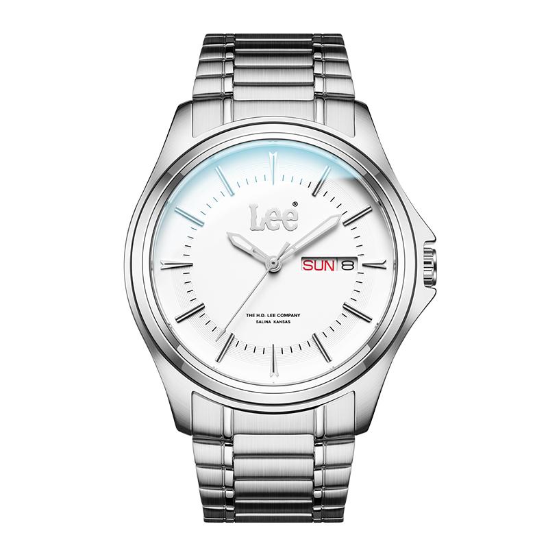 Lee Наручные часы Кварцевый механизм Стальной ремешок 37 мм Белый циферблат Мужские часы C331-M464 69LEF-M464CRDR-71SY