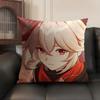 Kaedehara Kazuha Genshin Impact Cushion Cover Natural Linen Organic Fabric DoubleSided Printing Sofa Home Decor Pillow Case