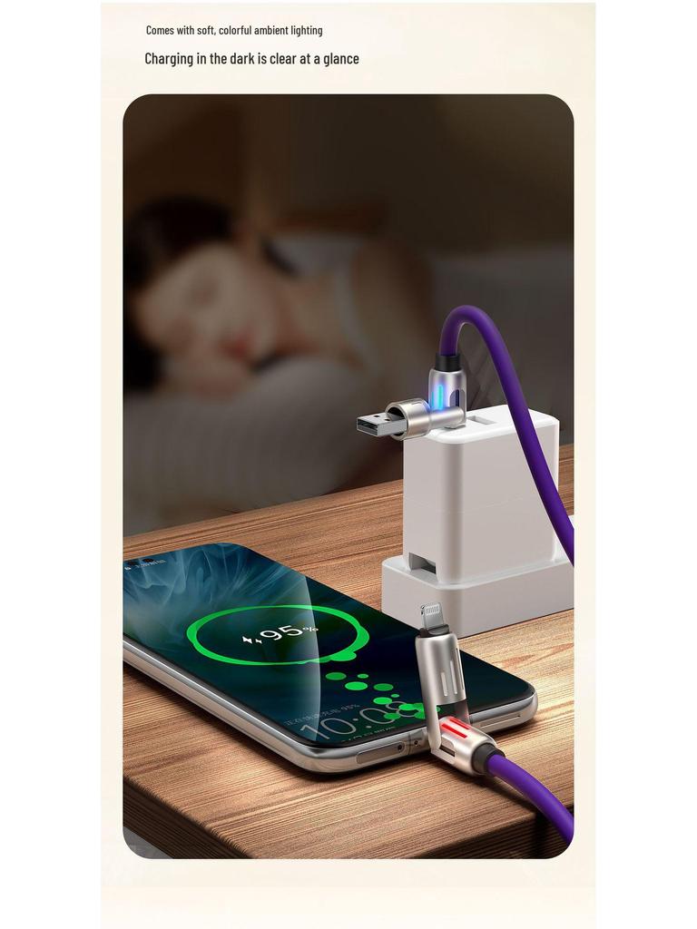 240W Fast Charging Multi-Function Type-C Cable with Colorful Breathing Light for Mobile Phones and Cars