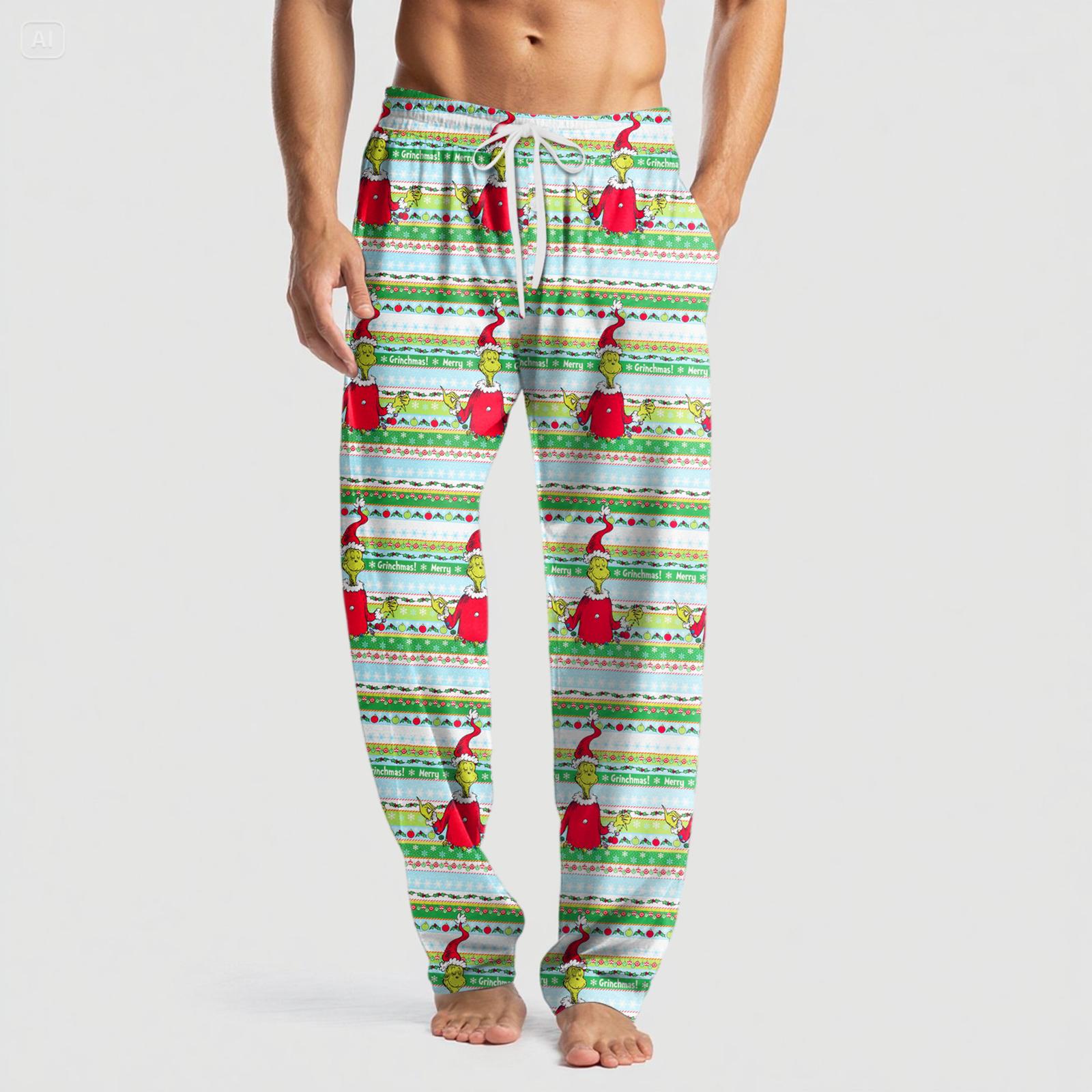 

Мужские вязаные модные брюки с принтом, карманами, повседневные, пижамные XL