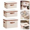 Breathable Cotton Linen Storage Box With Zippered Dustproof Lid For Clothes Bedding Home Organization Supplies