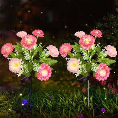 Lampe solaire à LED à 7 têtes alimentée par l'énergie solaire, fleur de lotus des neiges, lumière étanche pour pelouse, patio, allée, jardin, extérieur, villa, cour, décorative