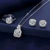 3pcs Set Luxury Brand Shiny Geometric Square Zircon Necklace Earring Rings for Women Charm Fashion Zircon Set Anniversary Gift