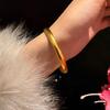 Gold-Plated Lotus Heart Sutra Women's Bracelet - Niche Luxury, Wide Solid Design, Ancient Style