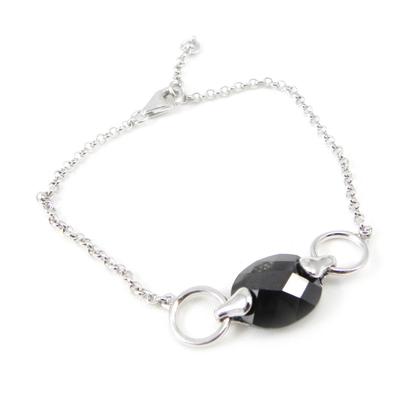 [G9396] - 'Linda' Schwarzes Silberarmband