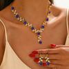 Floral Necklace Earrings Set Women - Gold Plated Alloy Jewelry With Rhinestone Accents Sweet Fashion Wedding Accessory