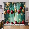 2D flat printing 2pcs Merry Christmas Curtains Christmas tree3 Digital Printed Polyester Drapes Non fading Festive Holiday for