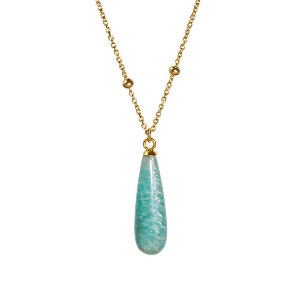 Vintage Waterdrop Pendant Necklace Natural Women Choker Colorful Stone Necklace  Accessories
