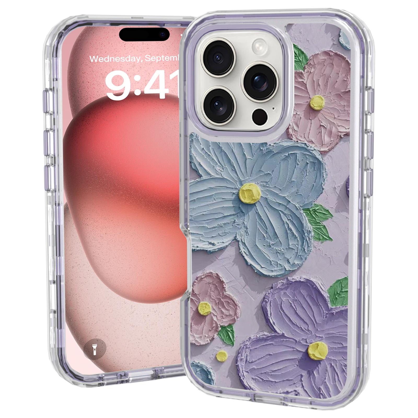 

GW02 For iPhone 16 Pro Case IMD Pattern TPU+PC Shockproof Phone Cover B