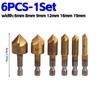 12/6Pcs Countersink Drill Bit Set Hex Shank 90 Degree Center Punch Drill for Wood Fiberboard and Aluminum Beveling Supplies