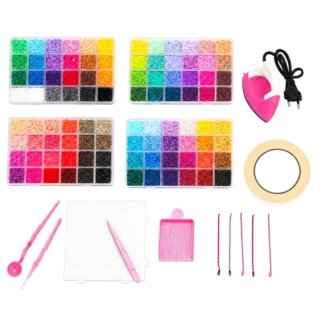 28800 Pcs Fuse Beads Kit 96 Colors Fuse Beads Set 2.6mm Melty Beads with 4 Pegboards Tweezers Ironing Paper Mini Iron