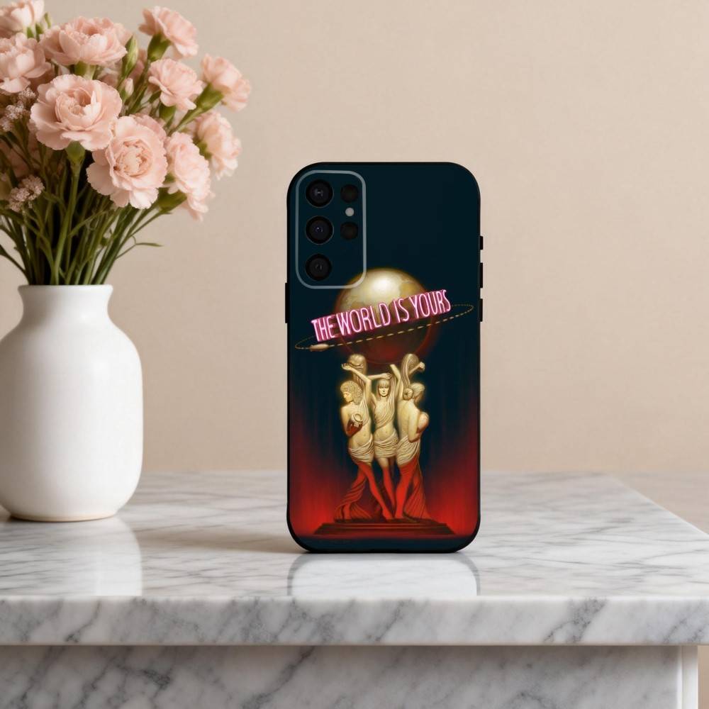 T-The World Is Yours S-Scarfaces Phone Case For Samsung S25,24,23,22,30,21,10,9,Ultra,Plus,Lite,FE,4,5 G Soft Black Case